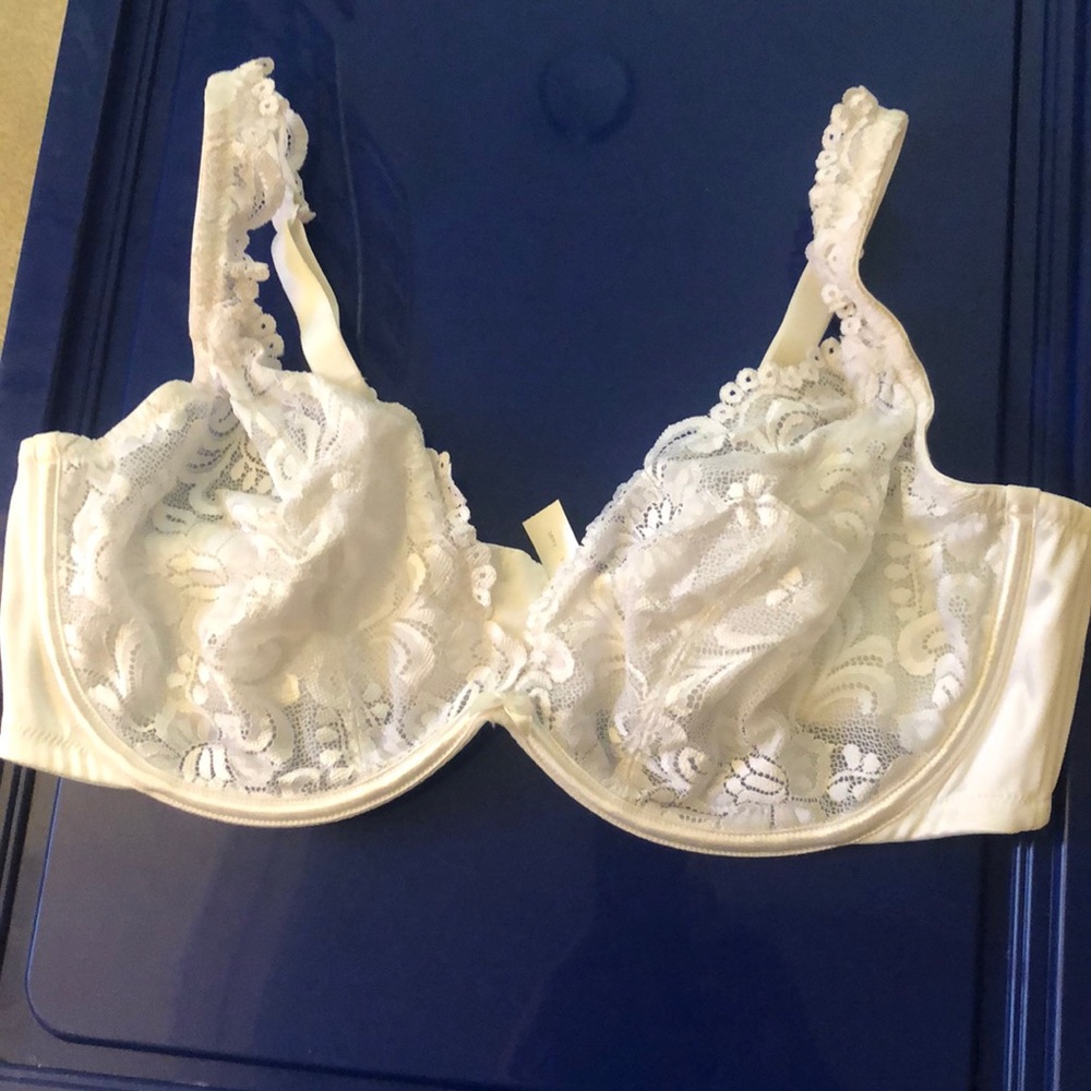 White Lace Bra 44D NWT sheer cups